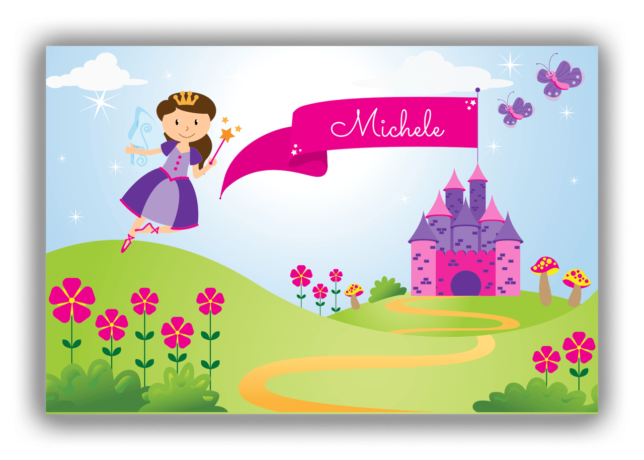 Personalized Fairy Canvas Wrap & Photo Print I - Castle Hill - Brunette Fairy - Front View