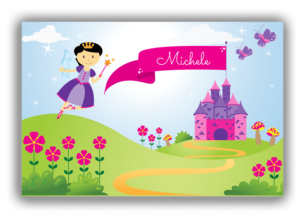 Personalized Fairy Canvas Wrap & Photo Print I - Castle Hill - Black Hair Fairy II - Front View