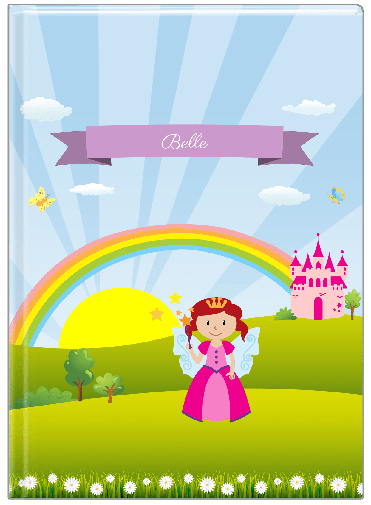 Personalized Fairy Journal II - Rainbow Castle - Redhead Fairy - Front View