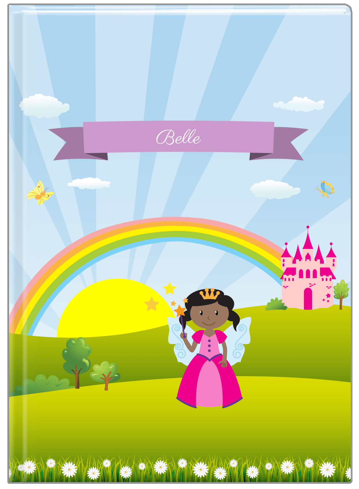 Personalized Fairy Journal II - Rainbow Castle - Black Fairy I - Front View