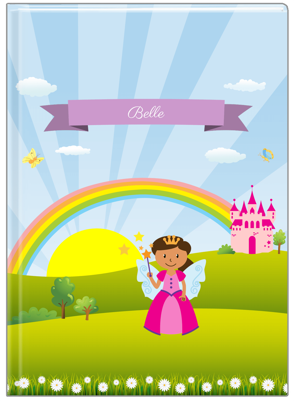 Personalized Fairy Journal II - Rainbow Castle - Black Fairy II - Front View