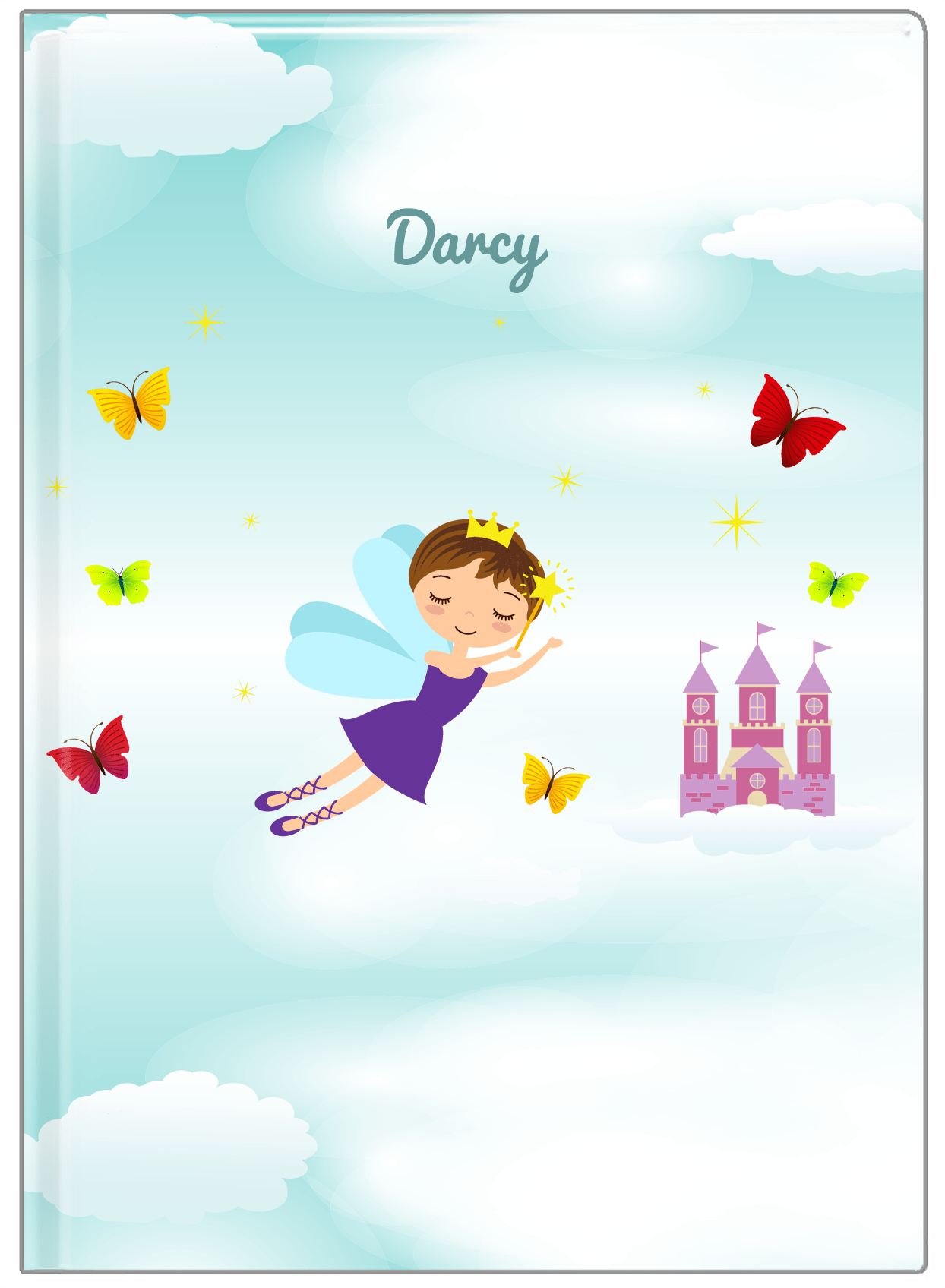 Personalized Fairy Journal III - Cloud Castle - Brunette Fairy - Front View