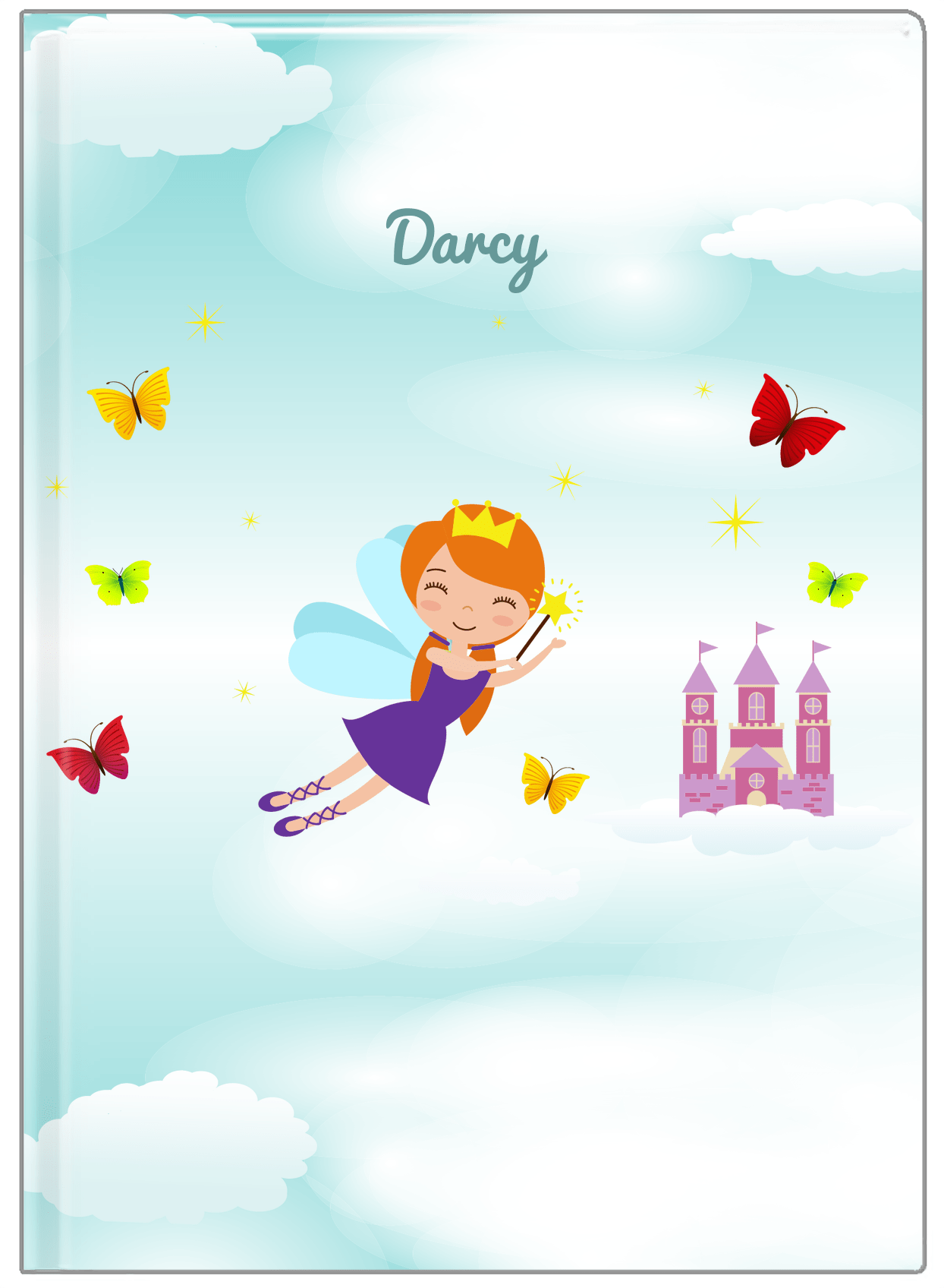 Personalized Fairy Journal III - Cloud Castle - Redhead Fairy - Front View