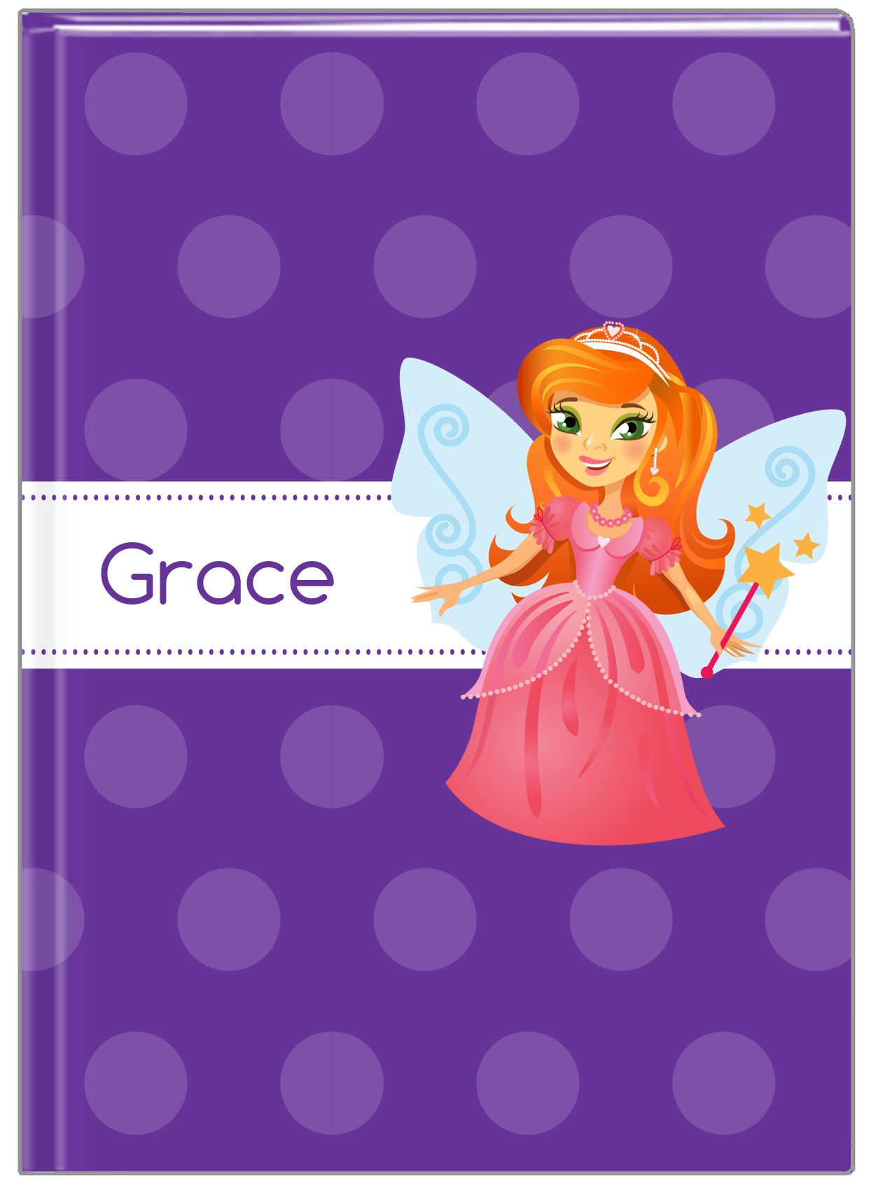 Personalized Fairy Journal VI - Ribbon Nameplate - Redhead Fairy - Front View