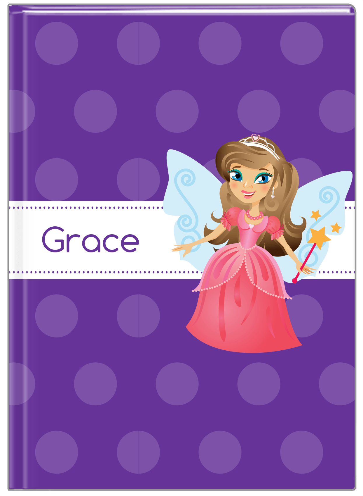 Personalized Fairy Journal VI - Ribbon Nameplate - Brunette Fairy - Front View