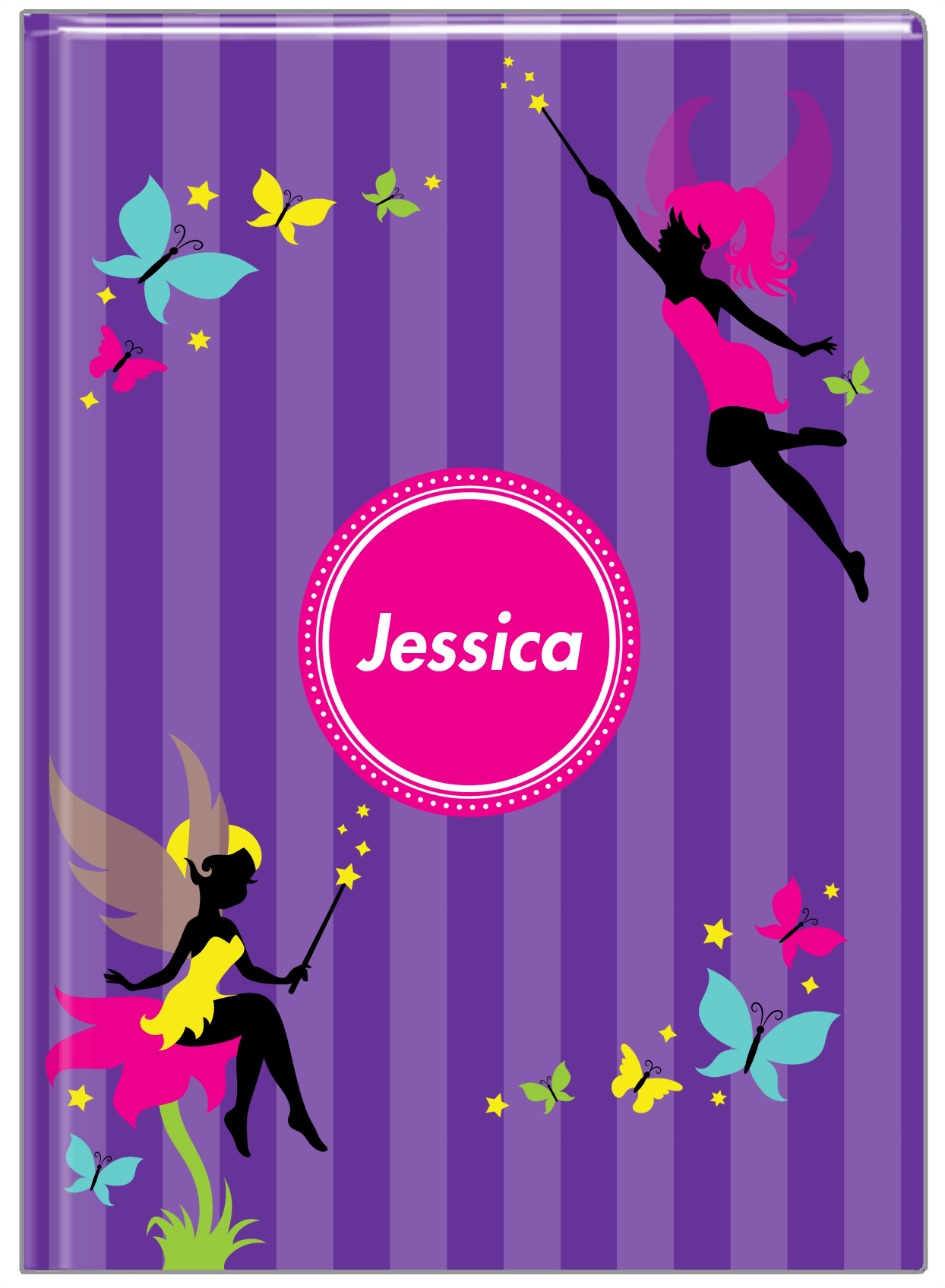 Personalized Fairy Journal IX - Flowers - Vertical Stripes - Front View