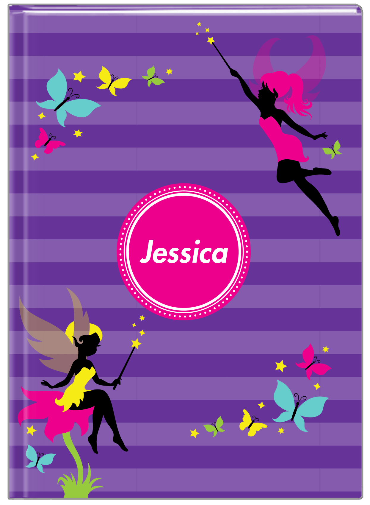 Personalized Fairy Journal IX - Flowers - Horizontal Stripes - Front View