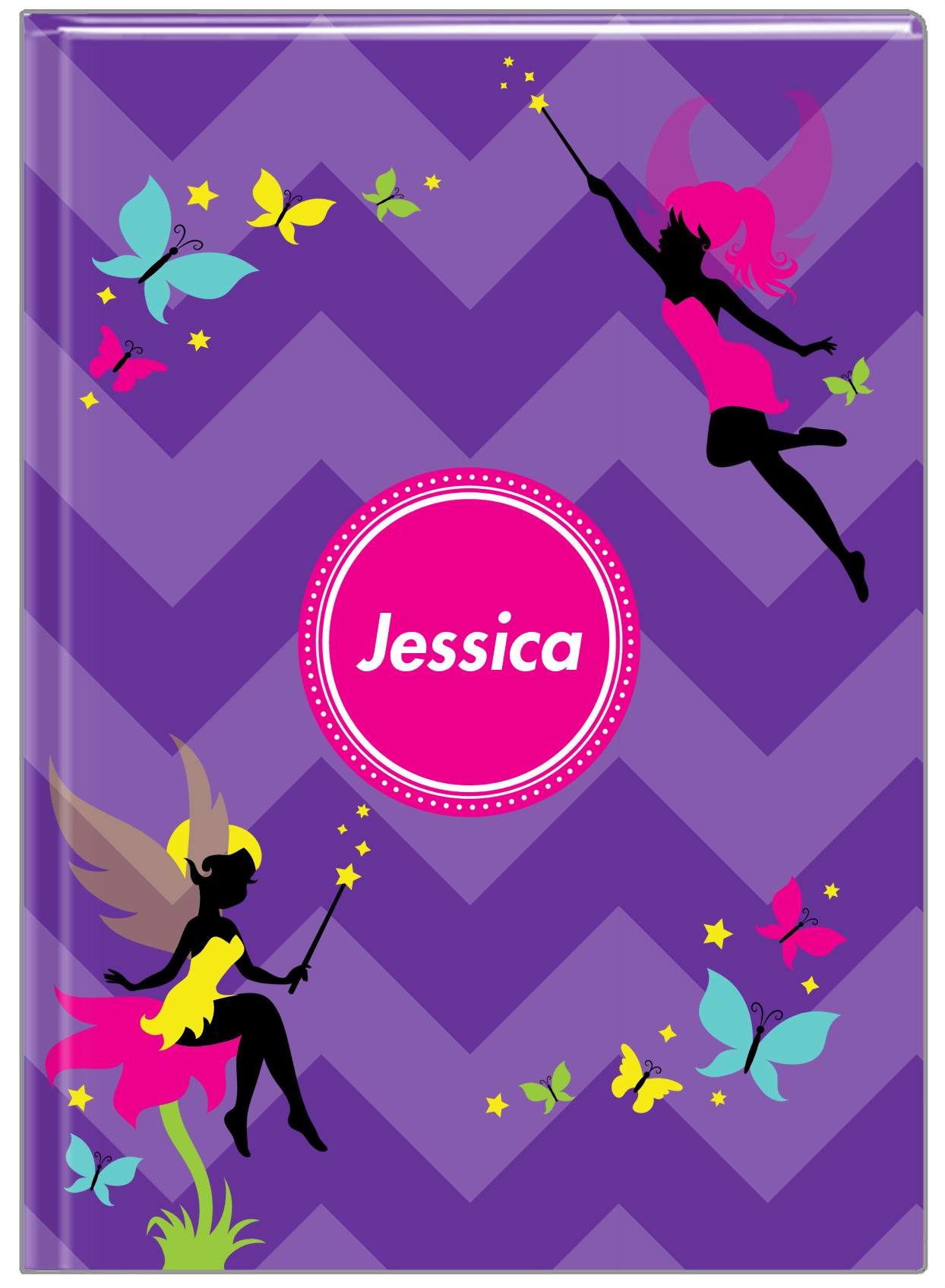 Personalized Fairy Journal IX - Flowers - Chevron - Front View