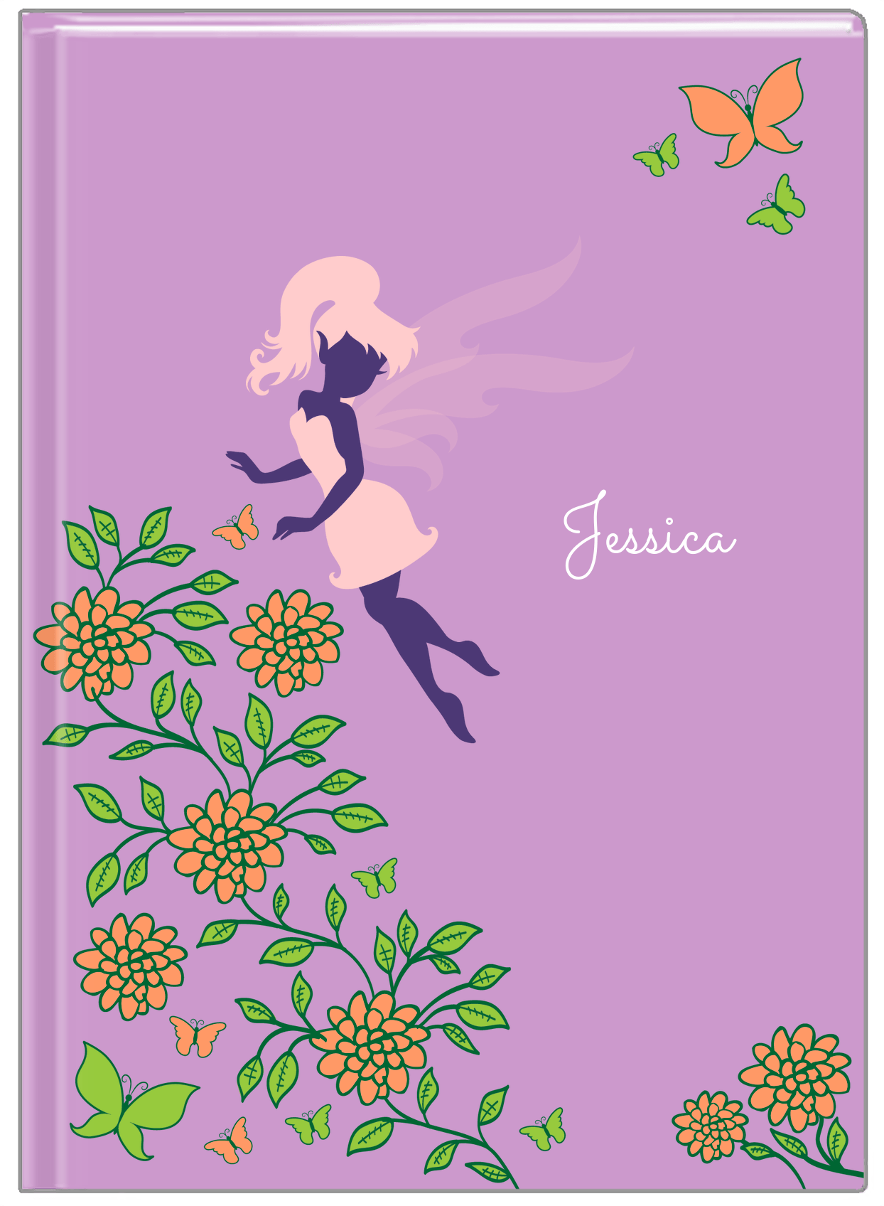 Personalized Fairy Journal X - Butterflies - Purple Background - Front View