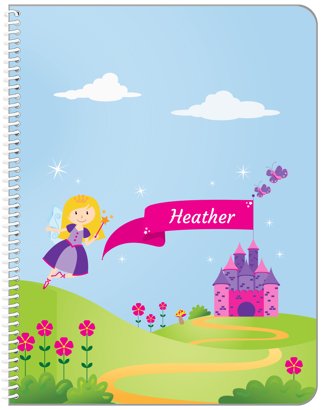 Personalized Fairy Notebook I - Castle Hill - Blonde Fairy - Front View