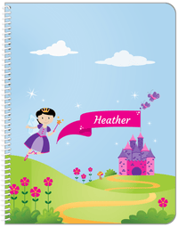 Thumbnail for Personalized Fairy Notebook I - Castle Hill - Black Hair Fairy - Front View