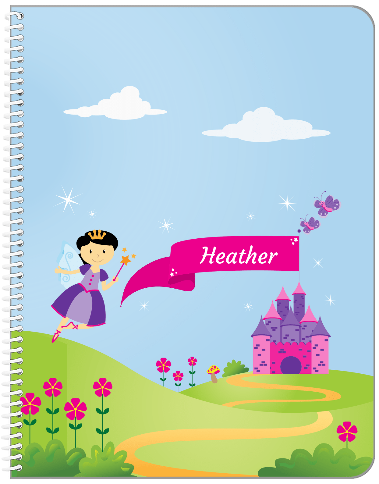 Personalized Fairy Notebook I - Castle Hill - Asian Fairy - Front View