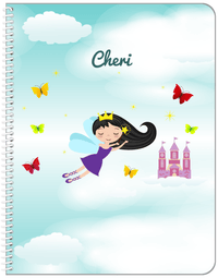 Thumbnail for Personalized Fairy Notebook III - Cloud Castle - Black Hair Fairy - Front View
