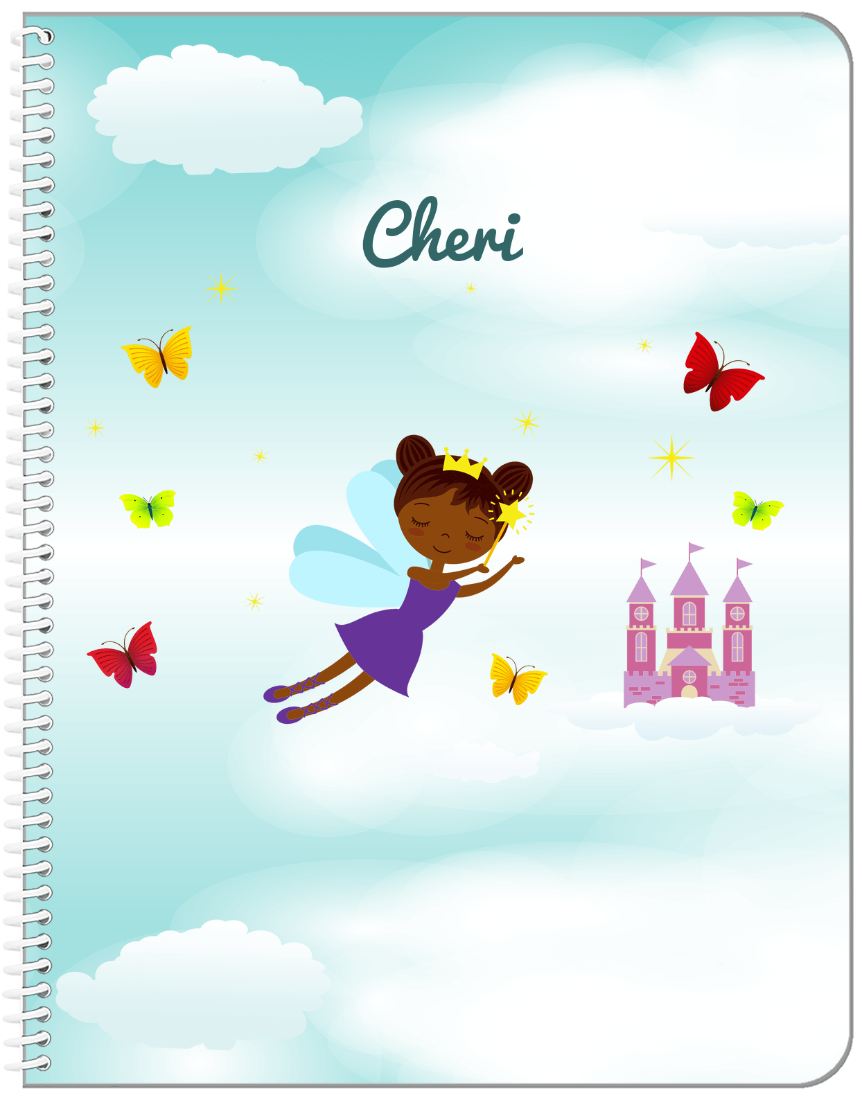 Personalized Fairy Notebook III - Cloud Castle - Black Fairy II - Front View