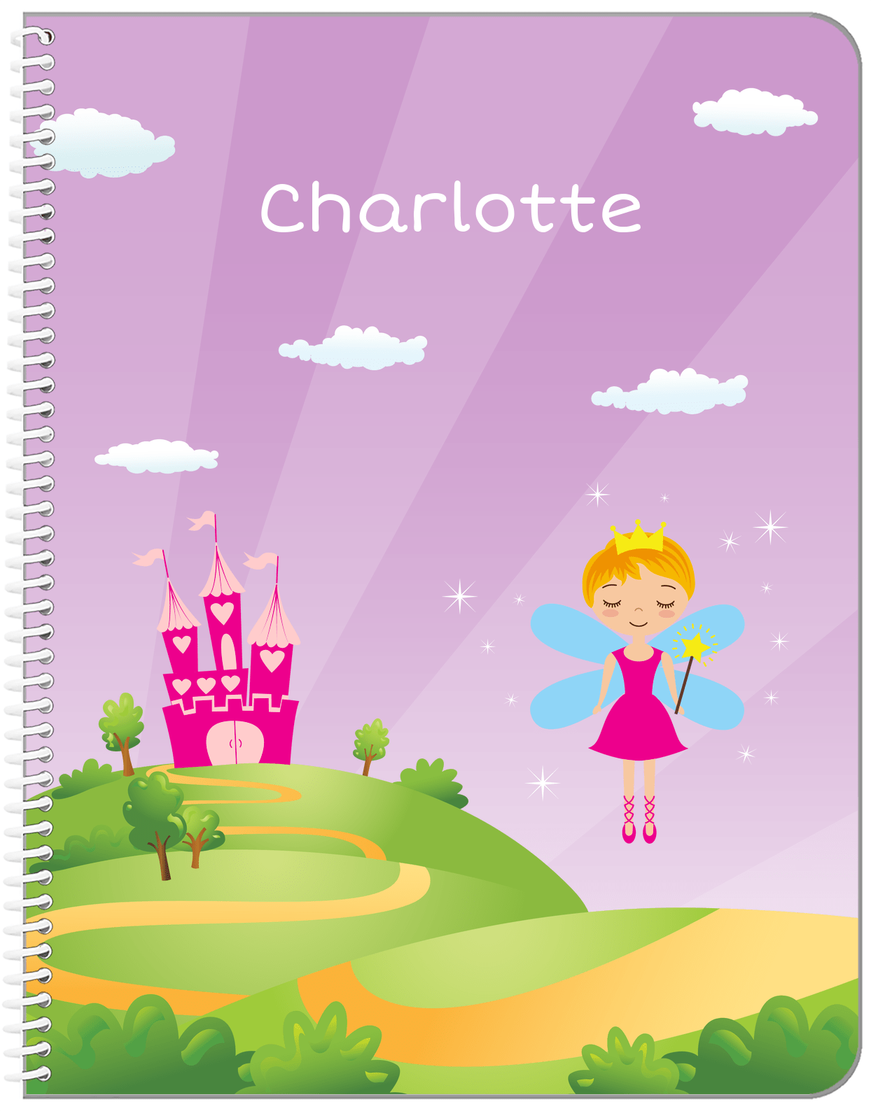 Personalized Fairy Notebook V - Castle Heart - Blonde Fairy - Front View