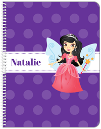 Thumbnail for Personalized Fairy Notebook VI - Ribbon Nameplate - Black Hair Fairy - Front View
