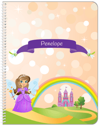 Thumbnail for Personalized Fairy Notebook VII - Dragonfly Ribbon - Brunette Fairy - Front View