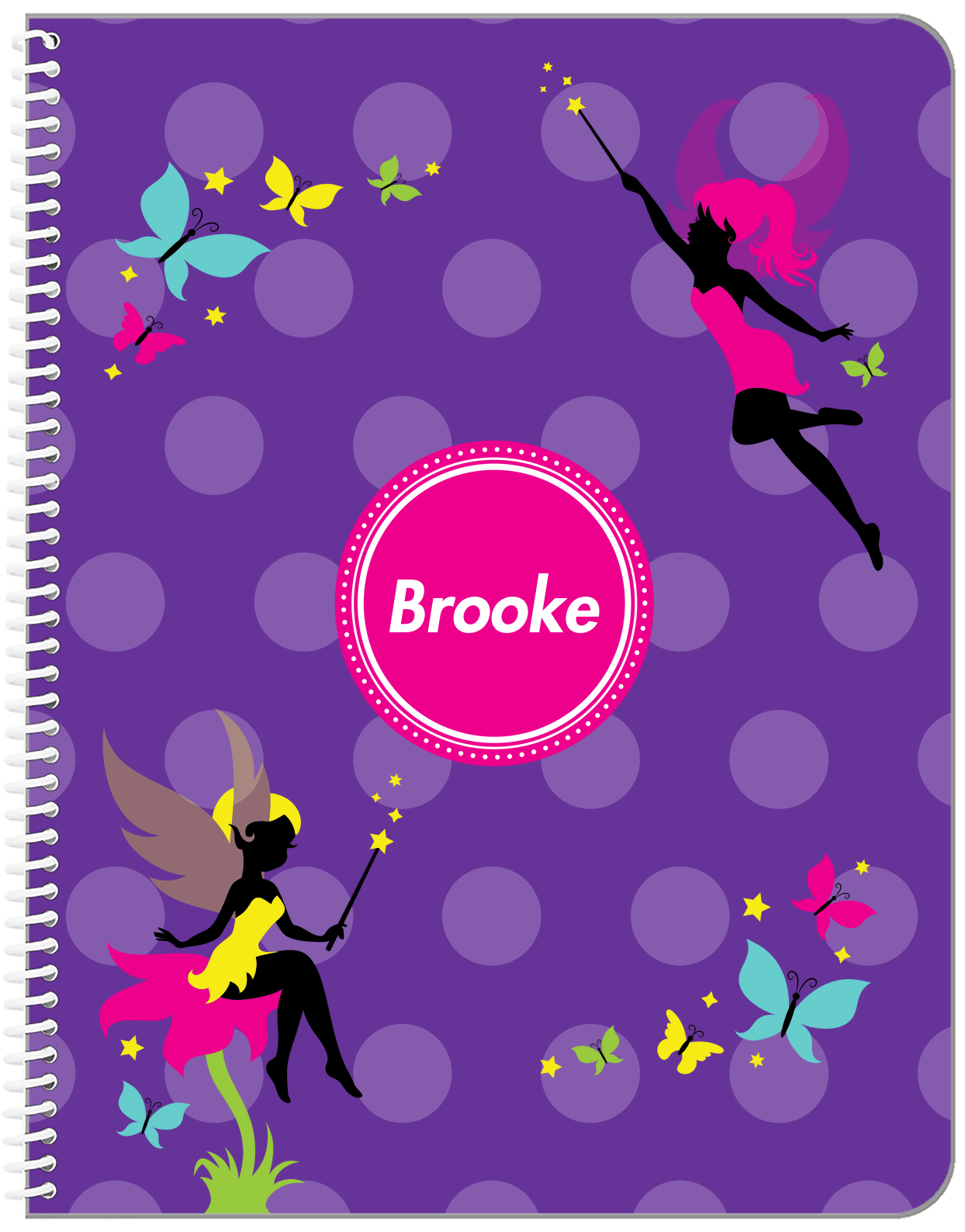 Personalized Fairy Notebook IX - Polka Dots - Front View