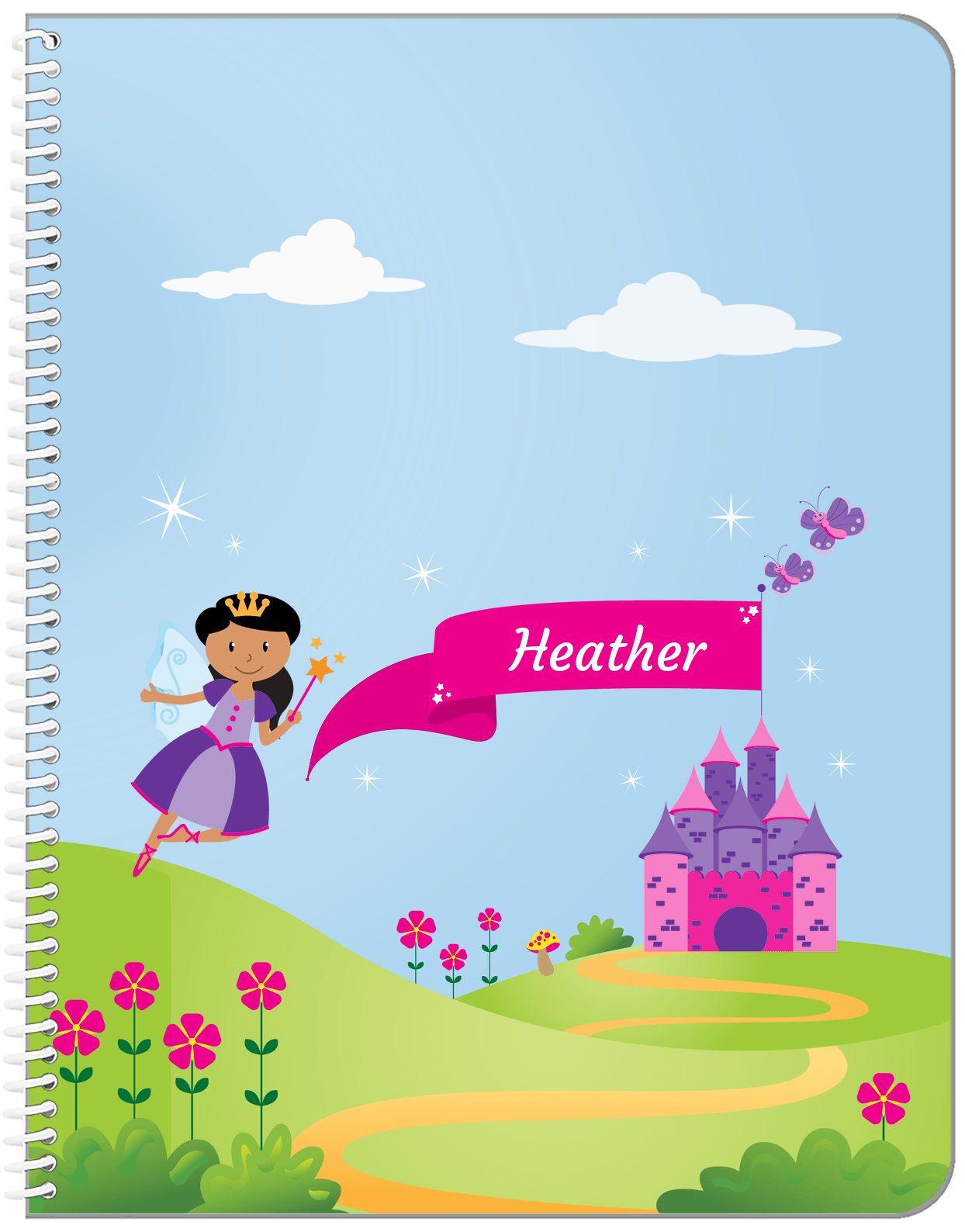 Personalized Fairy Notebook I - Castle Hill - Black Fairy I - Front View