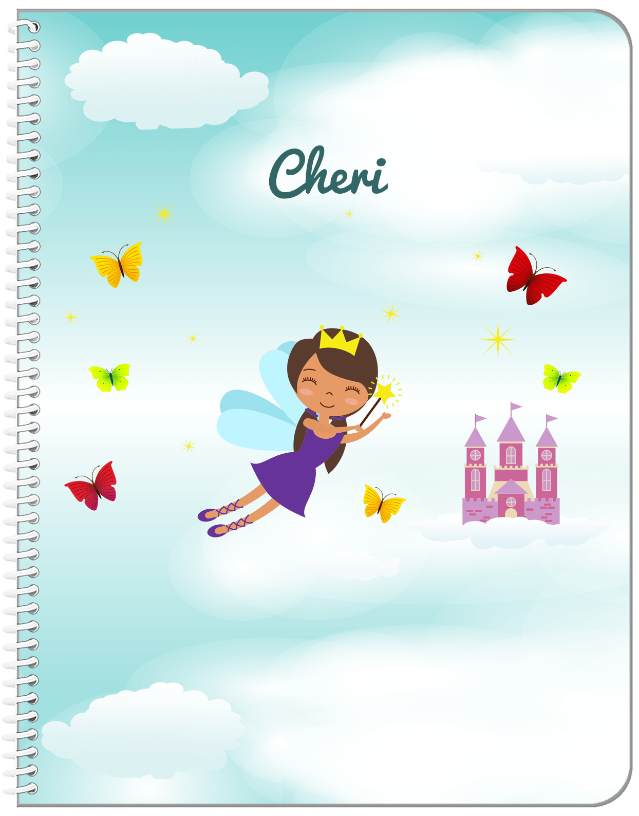 Personalized Fairy Notebook III - Cloud Castle - Black Fairy I - Front View