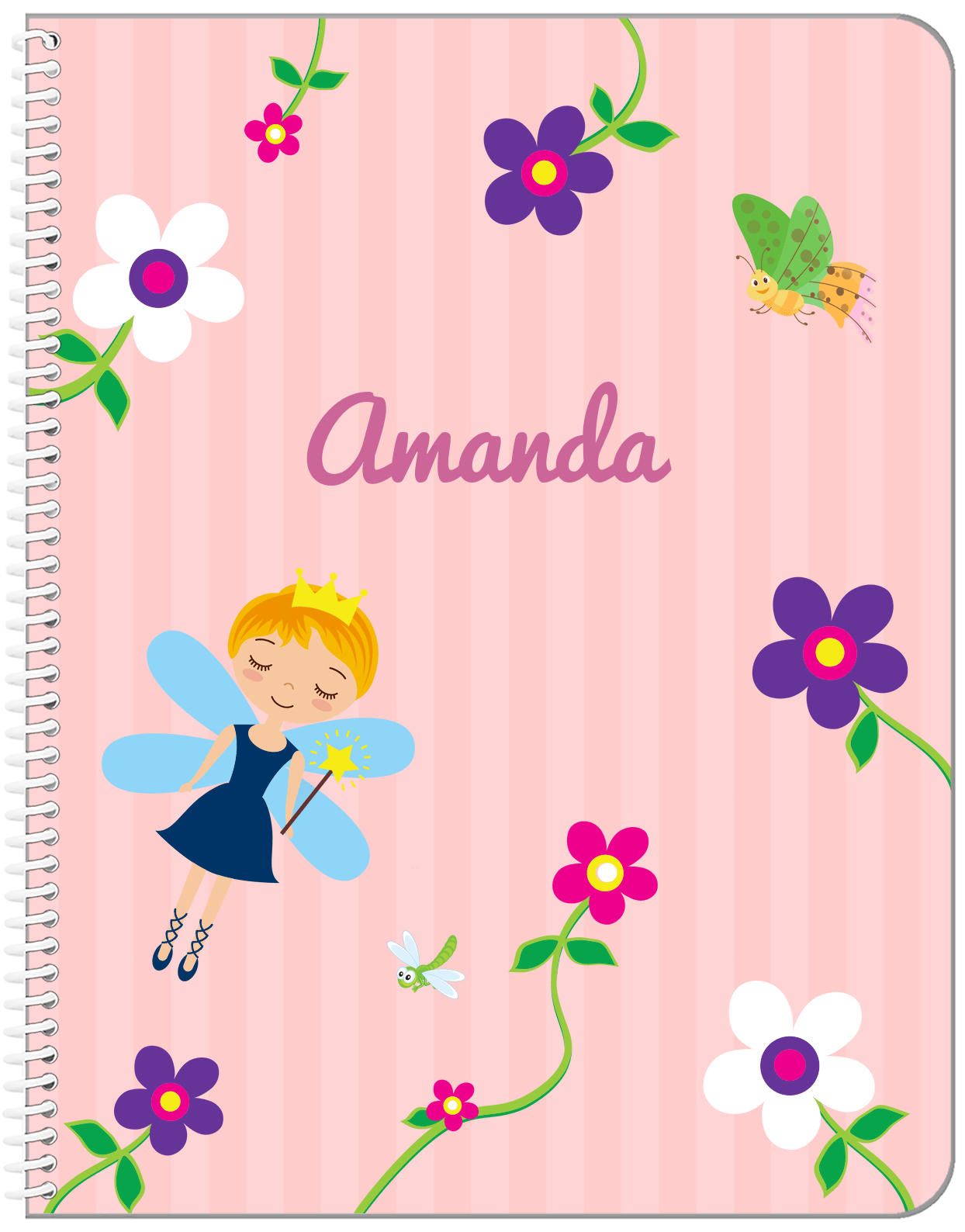 Personalized Fairy Notebook IV - Flower Fairy - Blonde Fairy - Front View