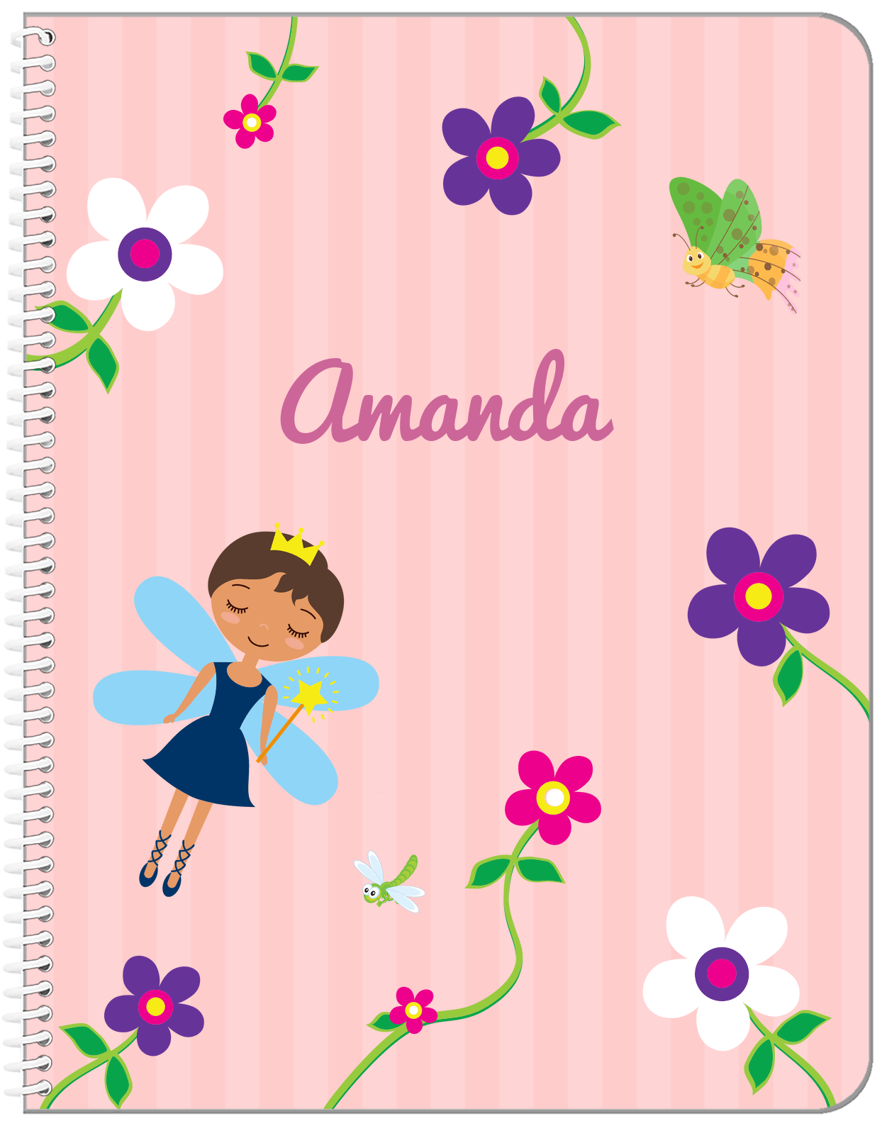 Personalized Fairy Notebook IV - Flower Fairy - Black Fairy II - Front View