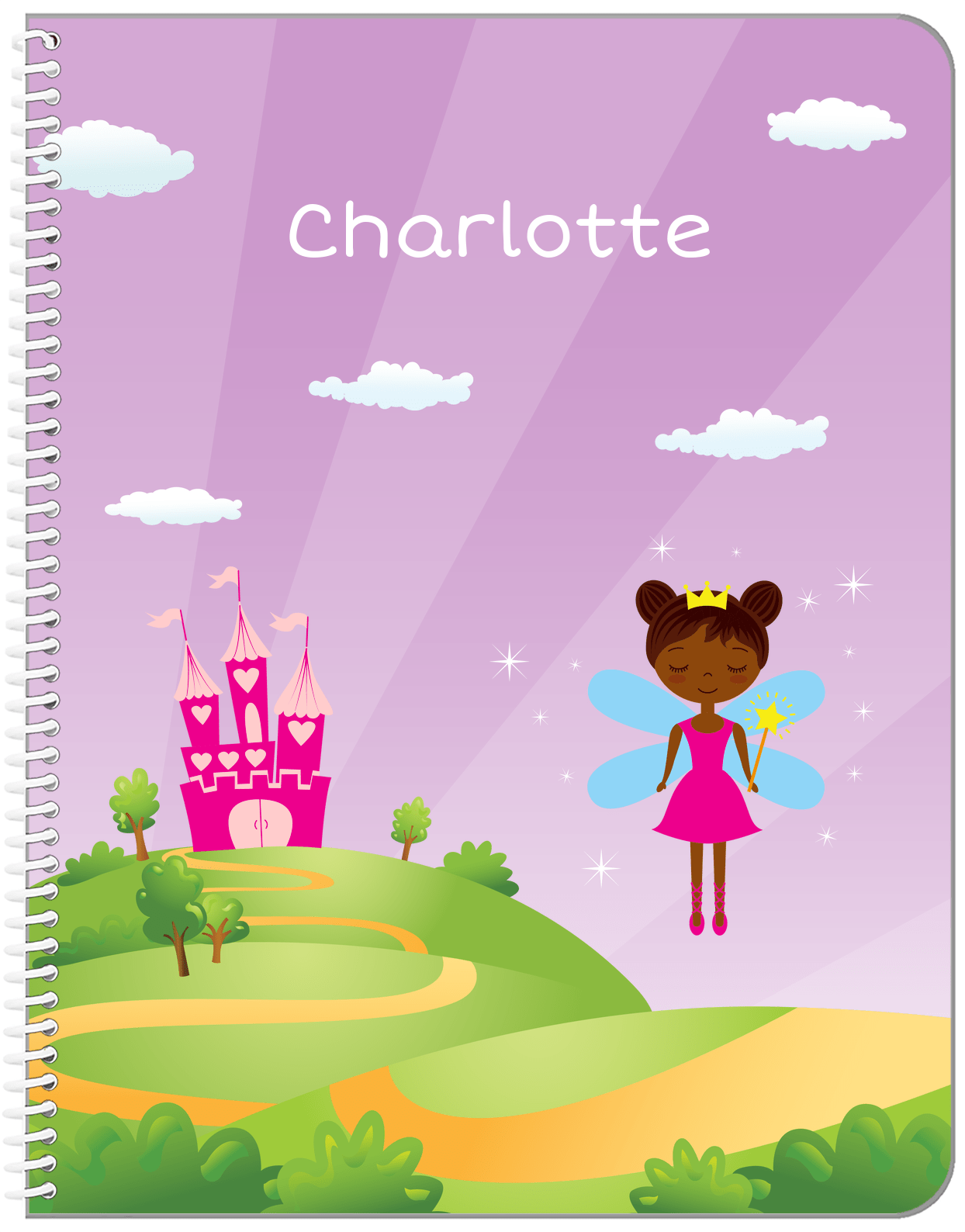 Personalized Fairy Notebook V - Castle Heart - Black Fairy I - Front View