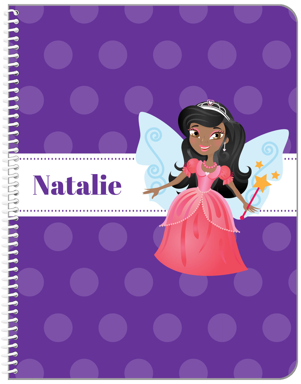 Personalized Fairy Notebook VI - Ribbon Nameplate - Black Fairy II - Front View