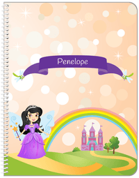 Thumbnail for Personalized Fairy Notebook VII - Dragonfly Ribbon - Black Hair Fairy - Front View