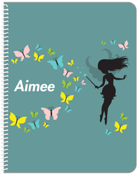 Thumbnail for Personalized Fairy Notebook VIII - Butterfly Fairy - Dark Teal Background - Front View