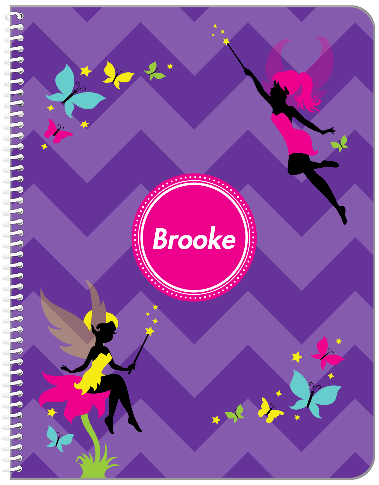 Personalized Fairy Notebook IX - Chevron - Front View