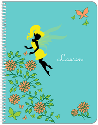 Thumbnail for Personalized Fairy Notebook X - Butterfly Fairy - Teal Background - Front View
