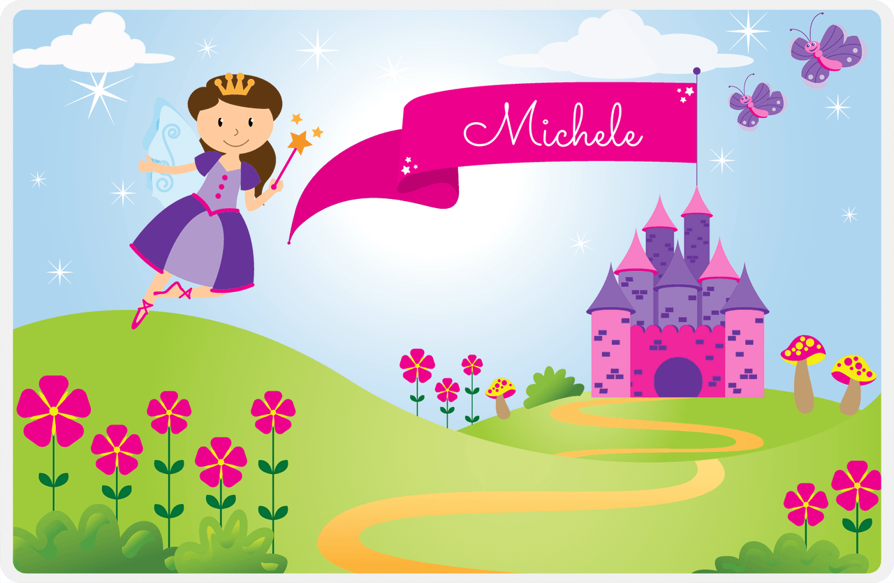 Personalized Fairy Placemat I - Castle Hill - Brunette Fairy -  View