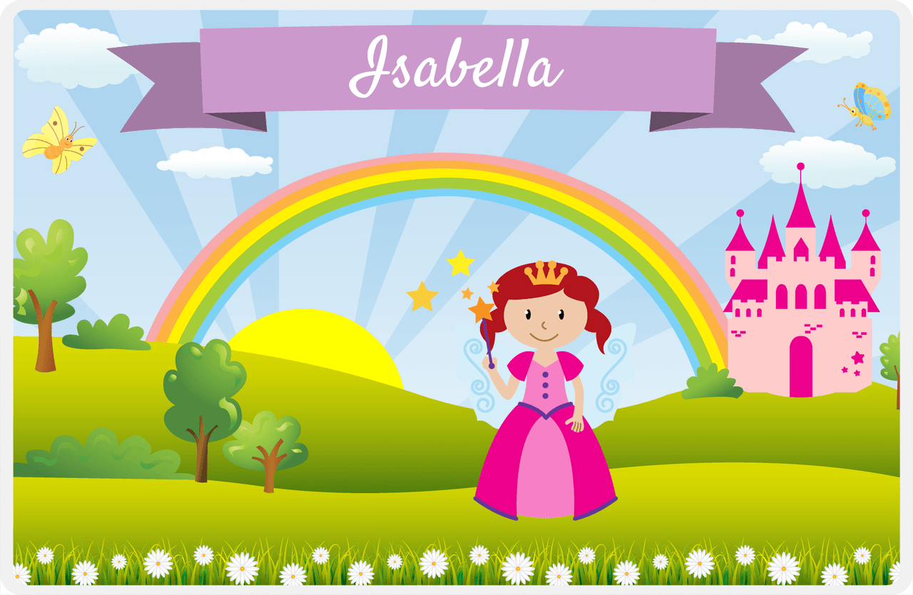 Personalized Fairy Placemat II - Rainbow Castle - Redhead Fairy -  View