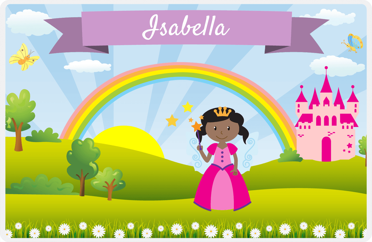 Personalized Fairy Placemat II - Rainbow Castle - Black Fairy -  View