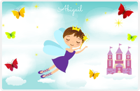 Thumbnail for Personalized Fairy Placemat III - Cloud Castle - Brunette Fairy -  View