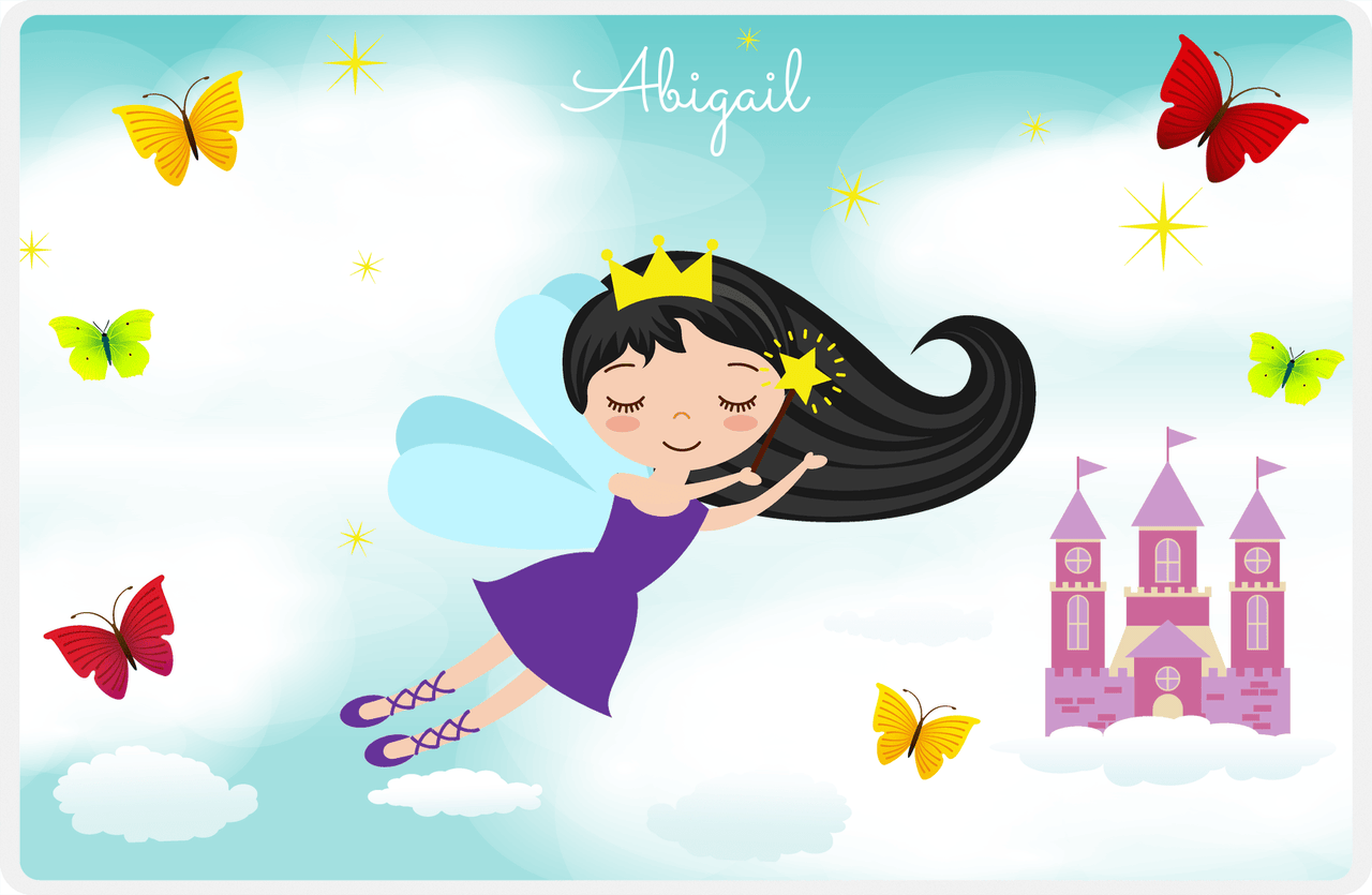 Personalized Fairy Placemat III - Cloud Castle - Black Hair Fairy -  View