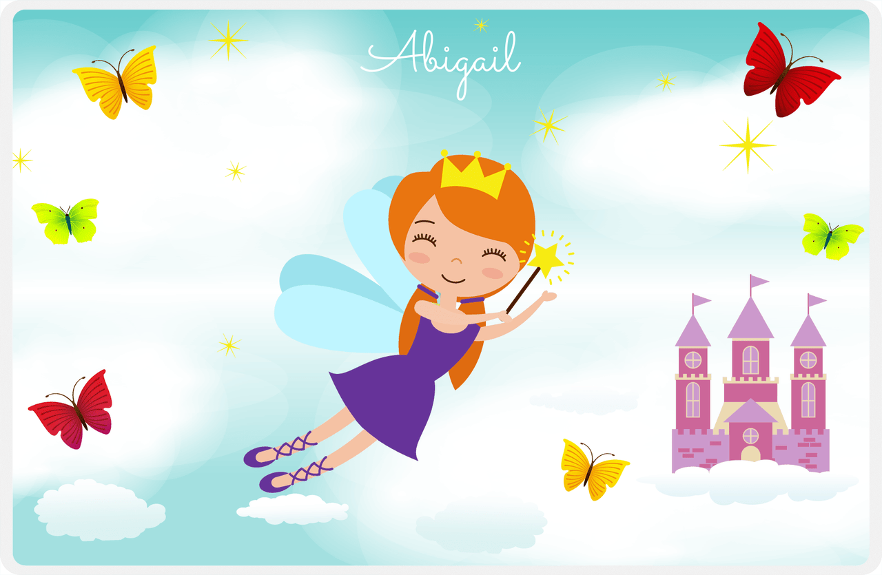 Personalized Fairy Placemat III - Cloud Castle - Redhead Fairy -  View