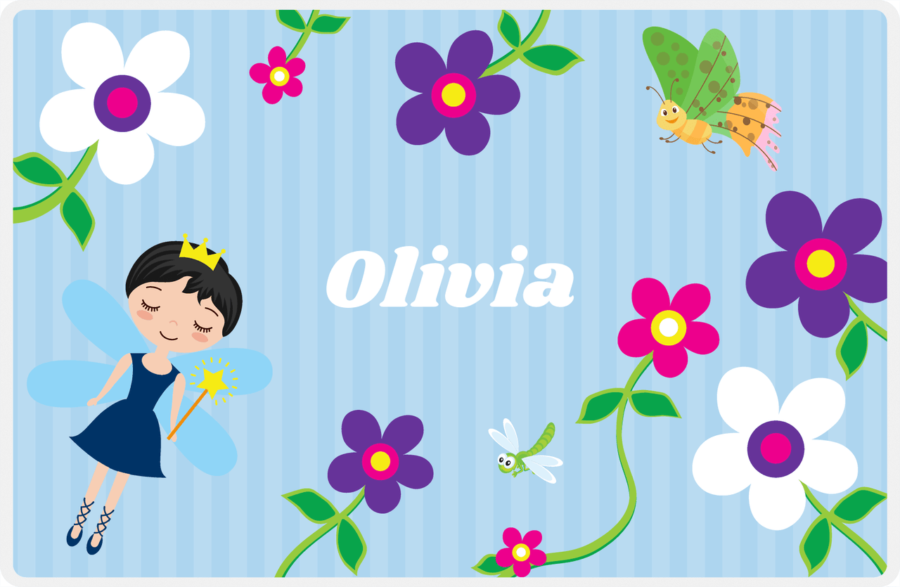 Personalized Fairy Placemat IV - Flower Fairy - Black Hair Fairy -  View