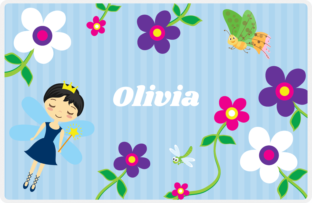 Personalized Fairy Placemat IV - Flower Fairy - Black Hair Fairy II -  View