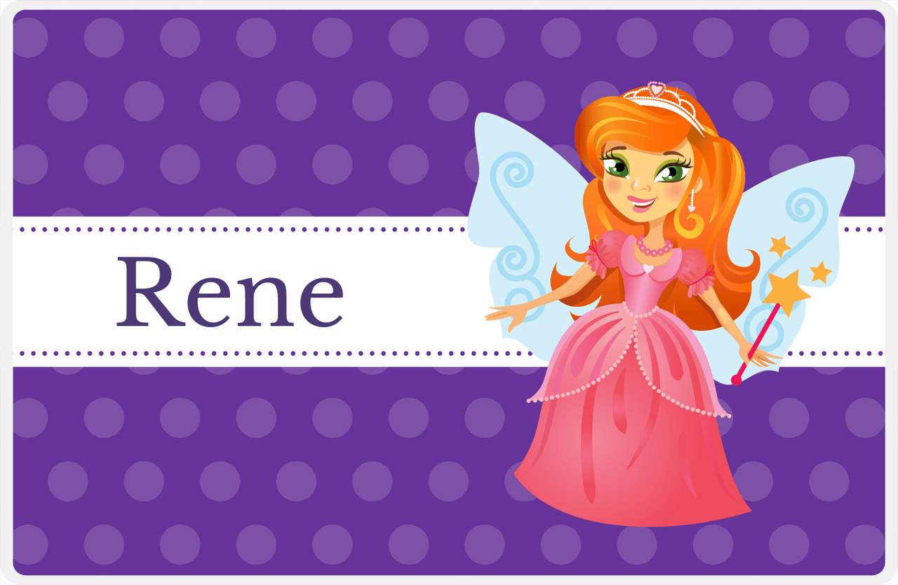 Personalized Fairy Placemat VI - Ribbon Nameplate - Redhead Fairy -  View