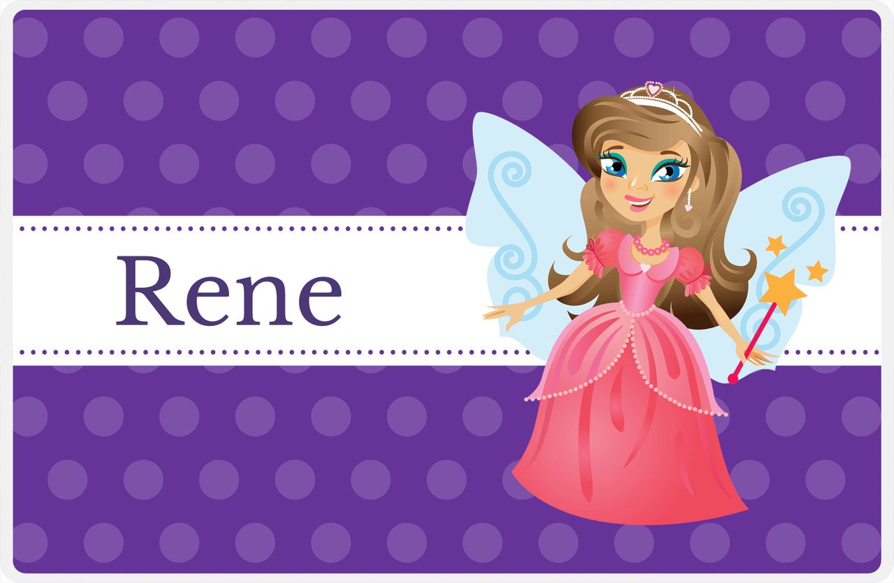 Personalized Fairy Placemat VI - Ribbon Nameplate - Brunette Fairy -  View