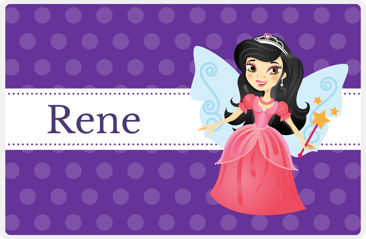 Personalized Fairy Placemat VI - Ribbon Nameplate - Black Hair Fairy -  View