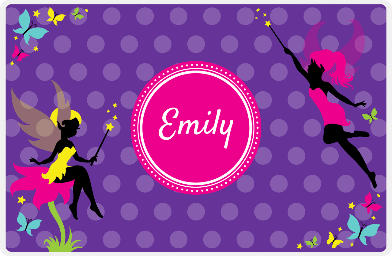 Personalized Fairy Placemat IX - Purple Background - Polka Dots -  View