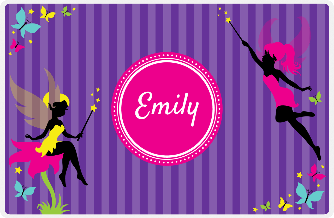 Personalized Fairy Placemat IX - Purple Background - Vertical Stripes -  View