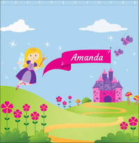 Thumbnail for Personalized Fairy Shower Curtain I - Castle Hill - Blonde Fairy - Decorate View