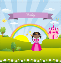 Thumbnail for Personalized Fairy Shower Curtain II - Rainbow Castle - Black Fairy I - Decorate View