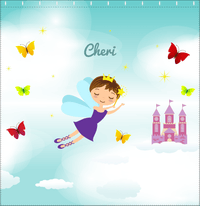 Thumbnail for Personalized Fairy Shower Curtain III - Cloud Castle - Brunette Fairy - Decorate View