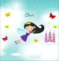 Thumbnail for Personalized Fairy Shower Curtain III - Cloud Castle - Black Hair Fairy I - Decorate View
