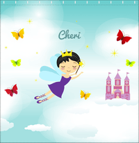 Thumbnail for Personalized Fairy Shower Curtain III - Cloud Castle - Black Hair Fairy II - Decorate View